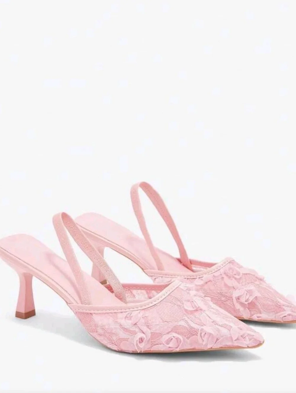Women's 2-Way Wear Mesh Floral Closed Toe Sandals, 7cm Stiletto High Heel